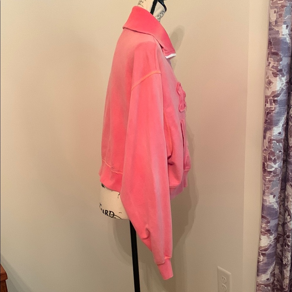 BDG Bomber Sweat Jacket Sporty Zip-Up (Pink) - Picture 5 of 16